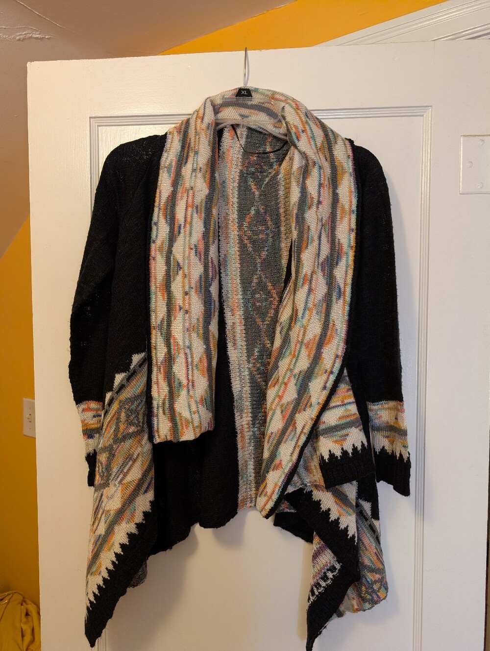 Vintage Angelheart Southwestern Open Front Cardigan Sweater Medium Boho Aztec